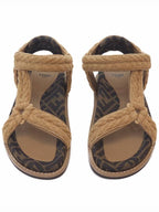 Fendi FF Jacquard Fabric Sandals Brown