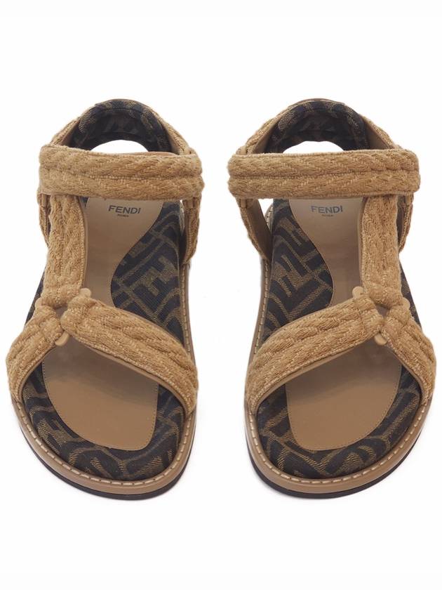Fendi FF Jacquard Fabric Sandals Brown