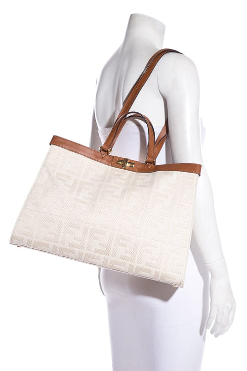 Fendi Ivory SS '21 Jacquard X Tote