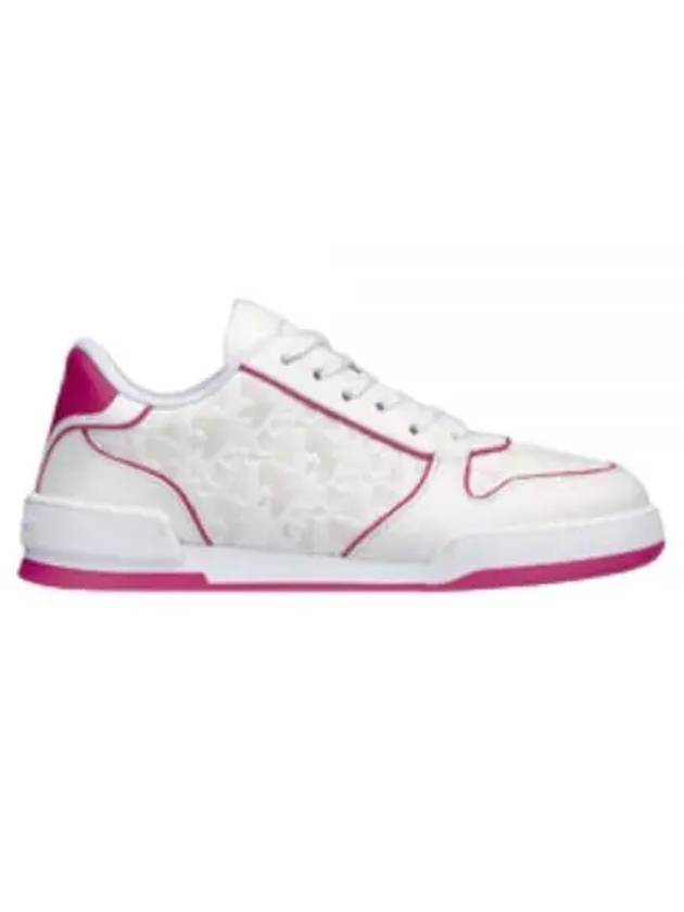 One Oblique Perforated Calfskin Low Top Sneakers White Fuchsia Dior
