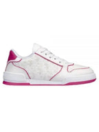 One Oblique Perforated Calfskin Low Top Sneakers White Fuchsia Dior