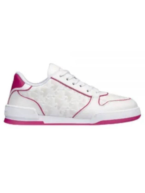 One Oblique Perforated Calfskin Low Top Sneakers White Fuchsia Dior