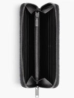 Oblique Jacquard Zipper Long Wallet Black Dior