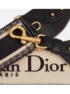 Paris Embroidery Ring Shoulder Bag Strap Black Dior