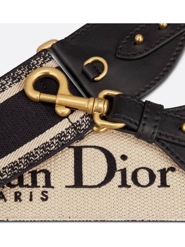 Paris Embroidery Ring Shoulder Bag Strap Black Dior
