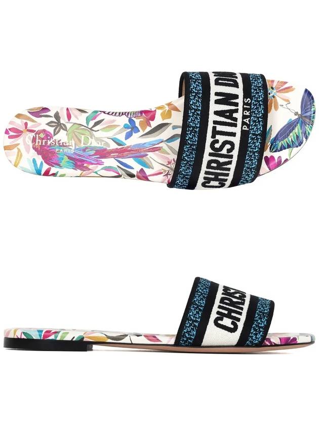Dway Toile de Jouy Fantastica Motif Embroidered Cotton Slippers Dior