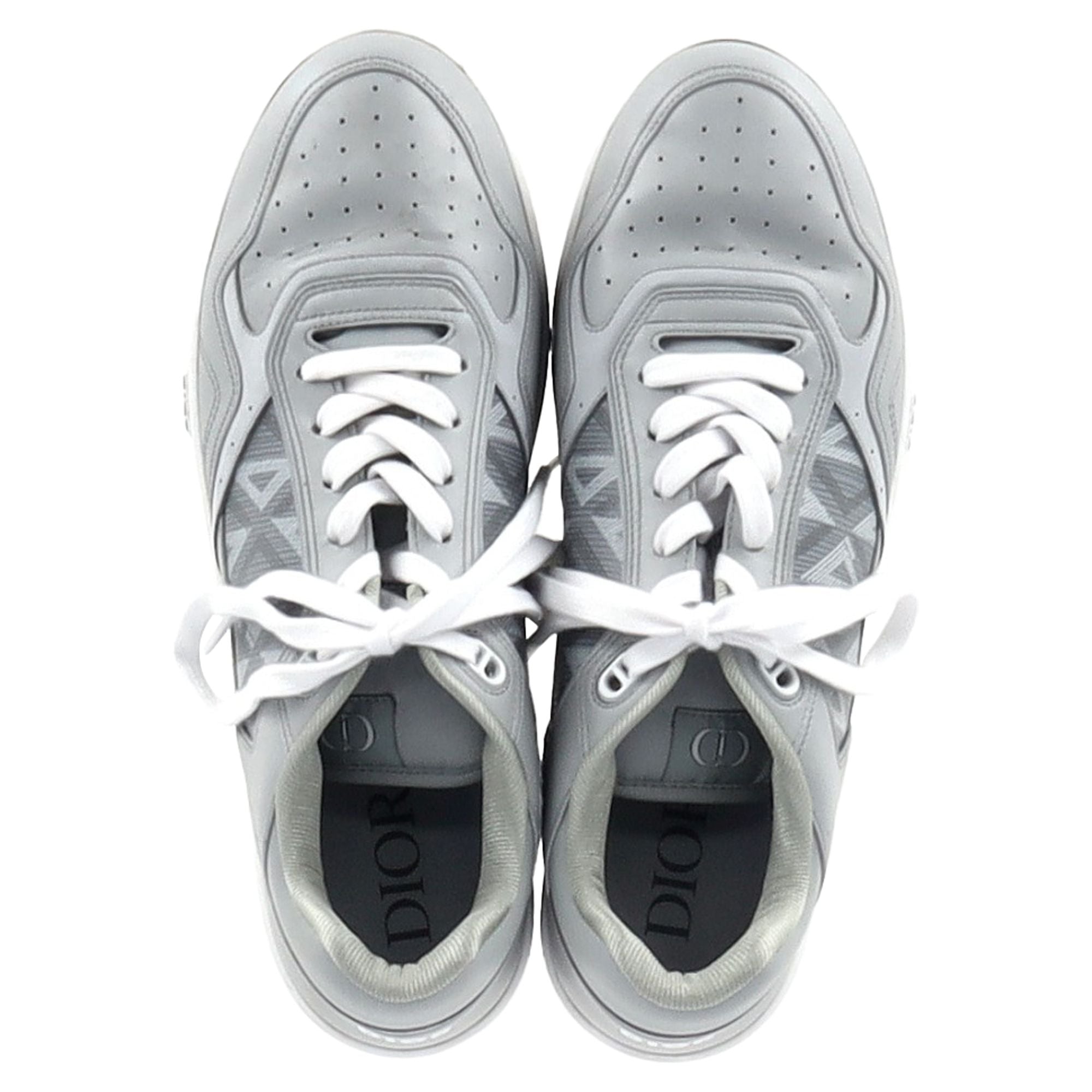 Dior B27 Low Top Sneaker in Grey Calfskin Leather
