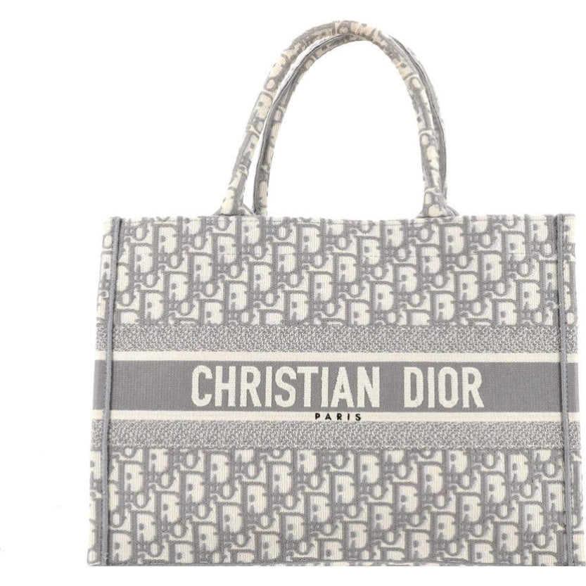 Dior Medium Dior Book Tote Ecru and Gray Dior Oblique Embroidery