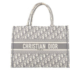 Dior Medium Dior Book Tote Ecru and Gray Dior Oblique Embroidery