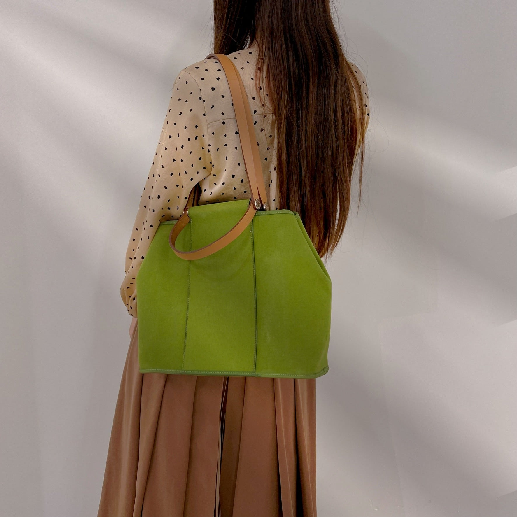 Hermes Green Canvas Cabag Elan PM Bag