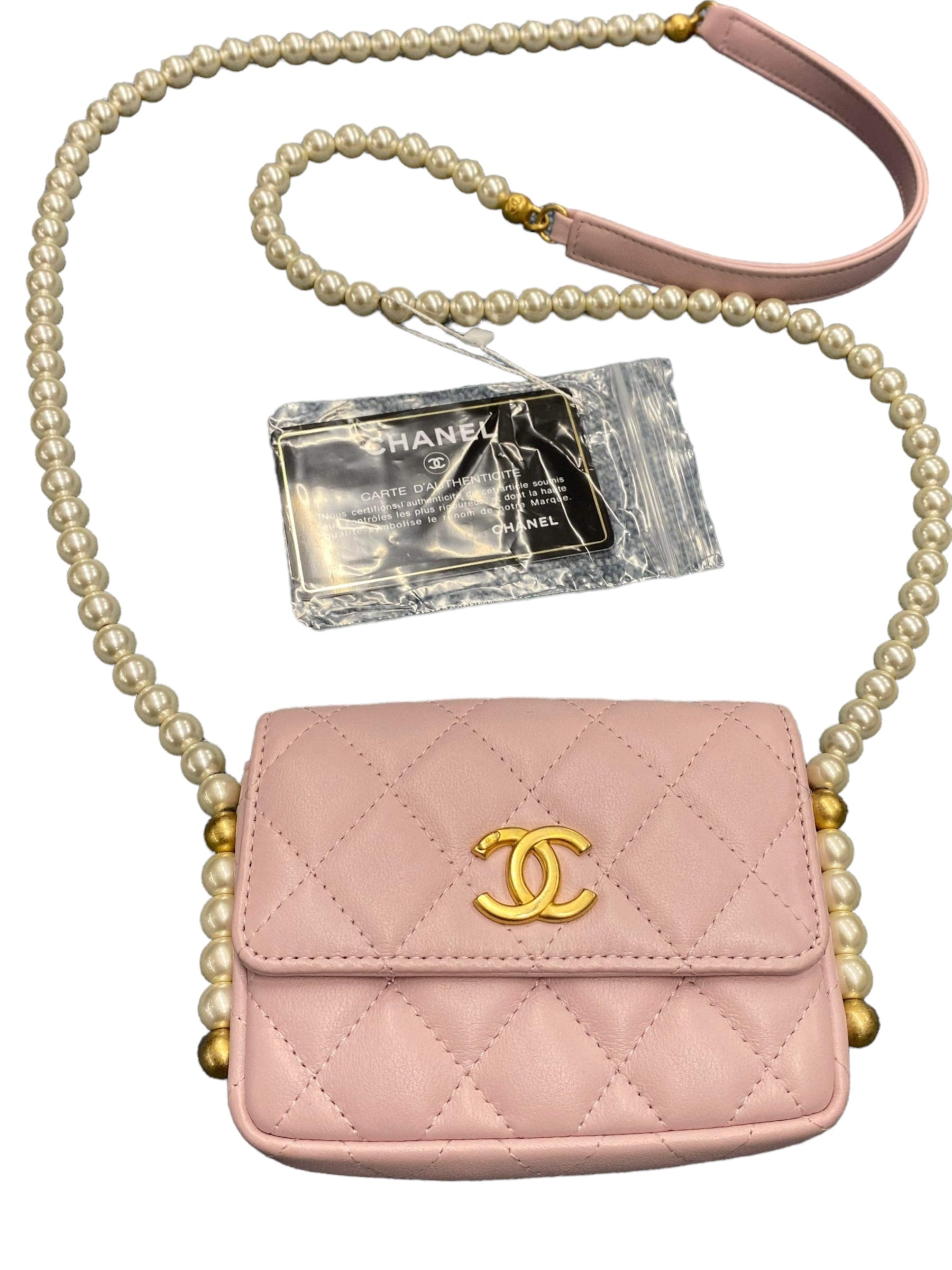 CHANEL -21S Classic Pearl Light Pink Small Wallet On Chain Crossbody Bag