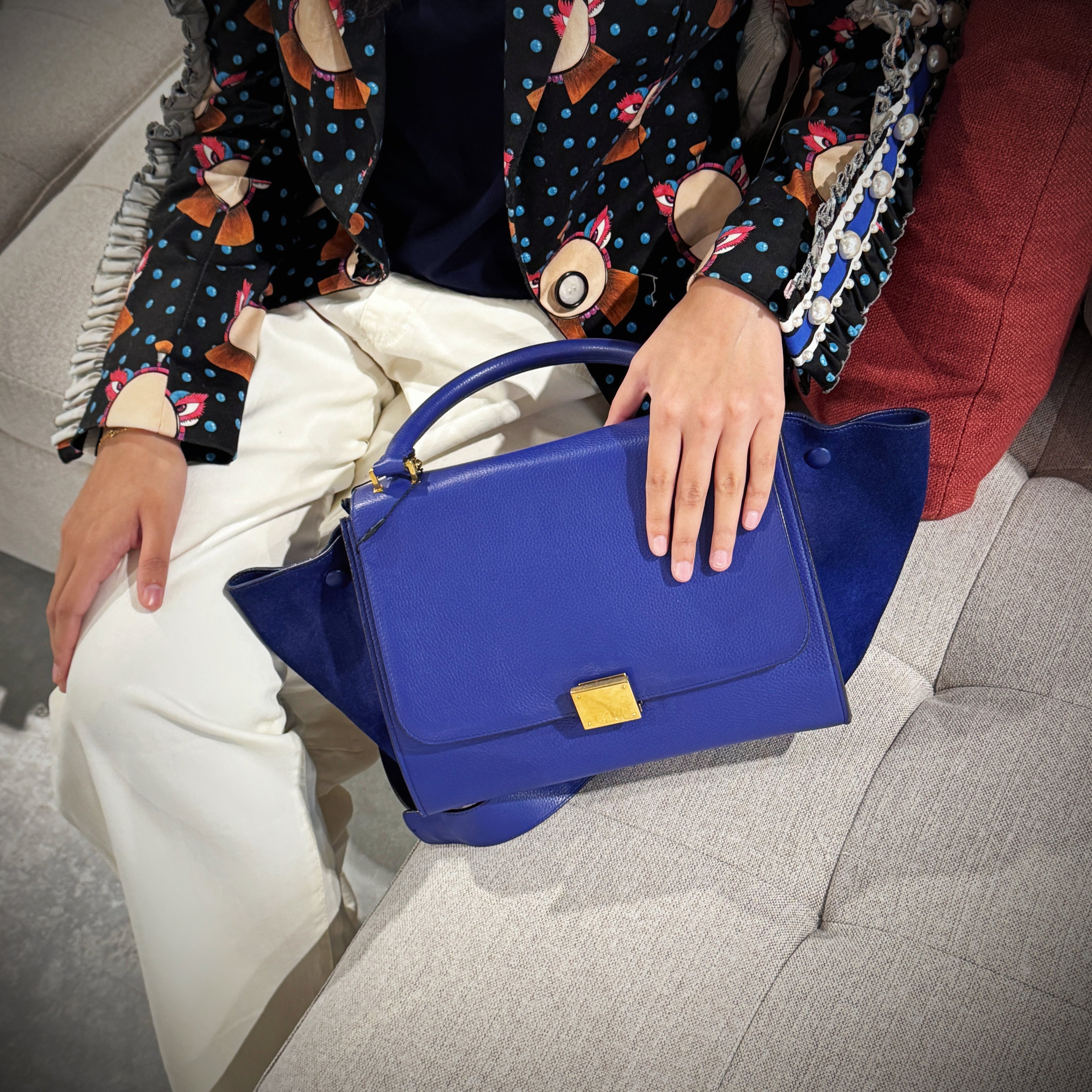 Celine Medium Calfskin & Suede Leather Trapeze bag TWS