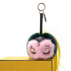 Fendi Green/ Yellow Fur and Leather Bag Bugs Charm