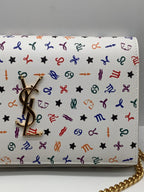 Yves Saint Laurent Zodiac Print White Clutch