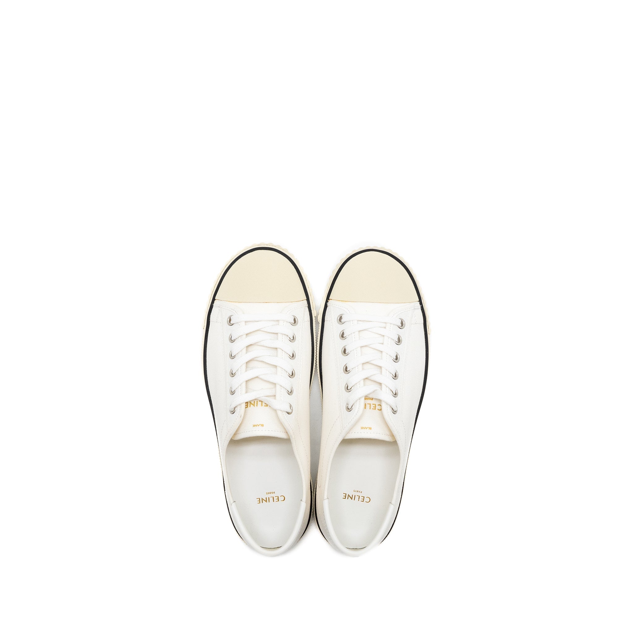 Celine Size 39 Blank Toe Cap Low Top Sneakers Canvas/Calfskin Off White SHW