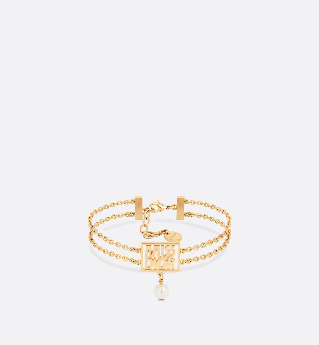 Miss Dior Bracelet Gold Finish Metal And A White Resin Pearl