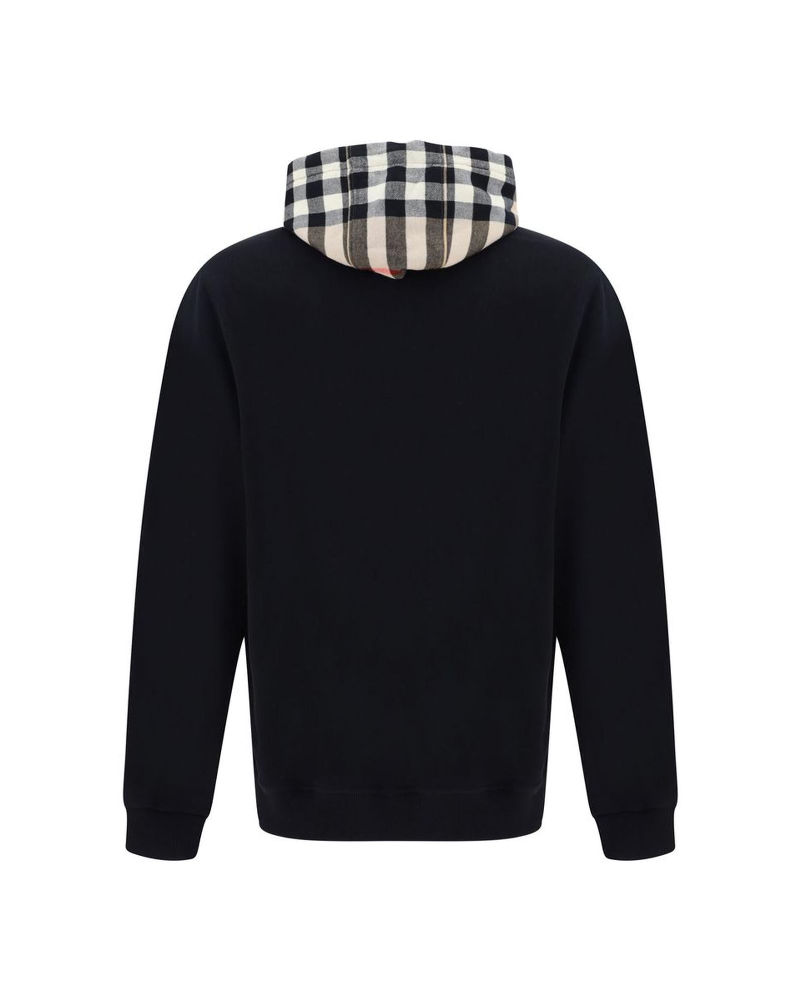 Burberry  Men's CheckPanel Hooded Sweatshirt Black