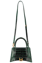 BALENCIAGA Hourglass S Croc Embossed Green