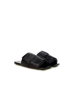 Bottega Veneta  Padded Cassette Slide Black Leather Slippers