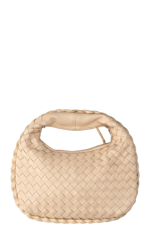 BOTTEGA VENETA Mini Veneta Hobo Bag Intrecciato Beige