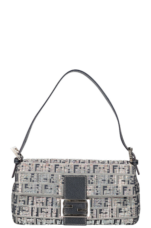 FENDI Zucchino Crystal Baguette Bag