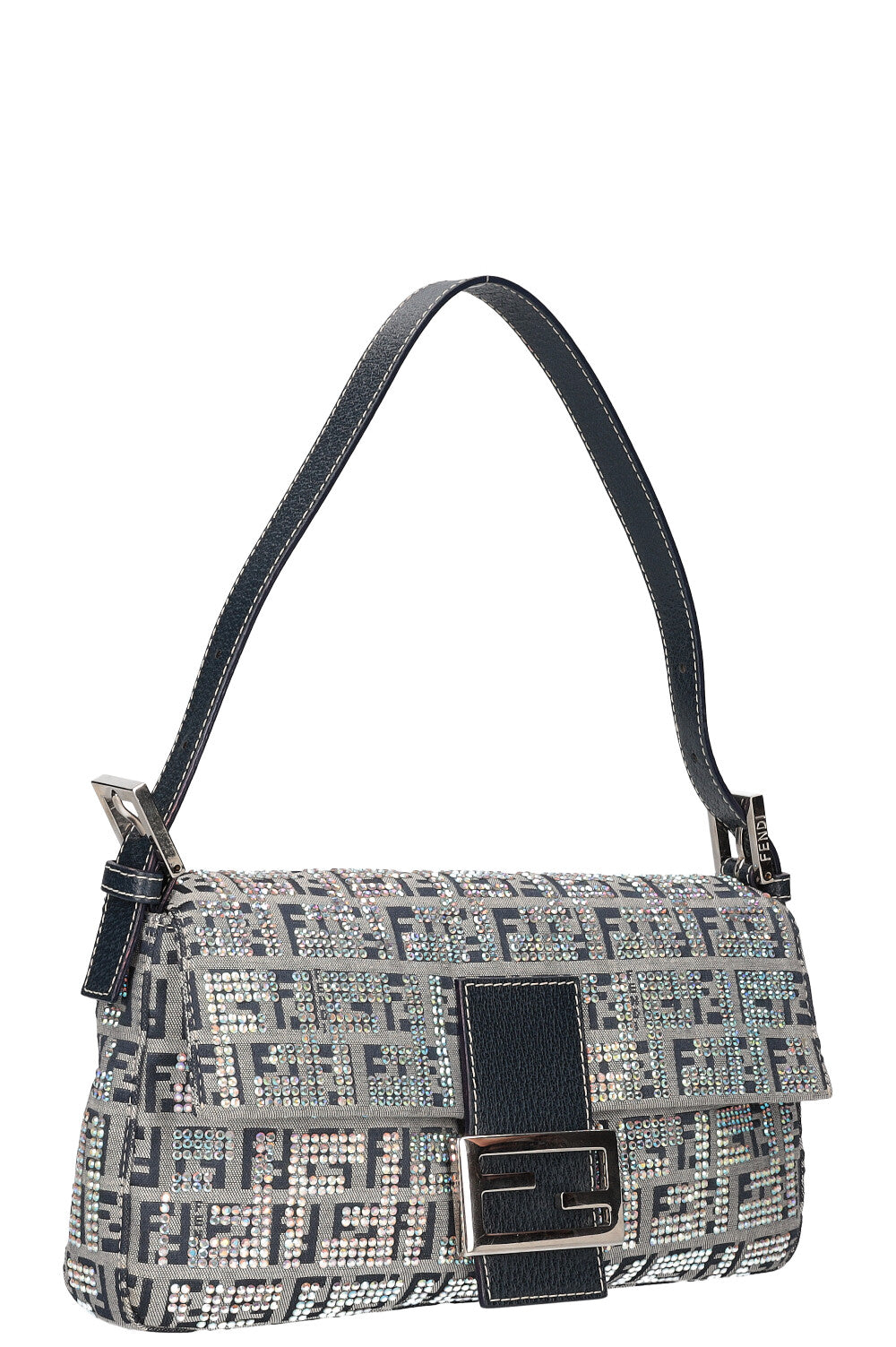 FENDI Zucchino Crystal Baguette Bag