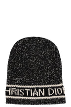 CHRISTIAN DIOR Knit Hat Wool Cashmere Black White