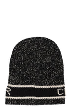 CHRISTIAN DIOR Knit Hat Wool Cashmere Black White
