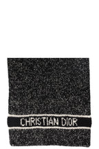 CHRISTIAN DIOR Scarf Wool Cashmere Black White