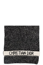 CHRISTIAN DIOR Scarf Wool Cashmere Black White