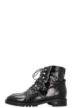 CHRISTIAN DIOR Rebelle Boots Black Crinkled Patent Leather