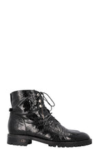 CHRISTIAN DIOR Rebelle Boots Black Crinkled Patent Leather