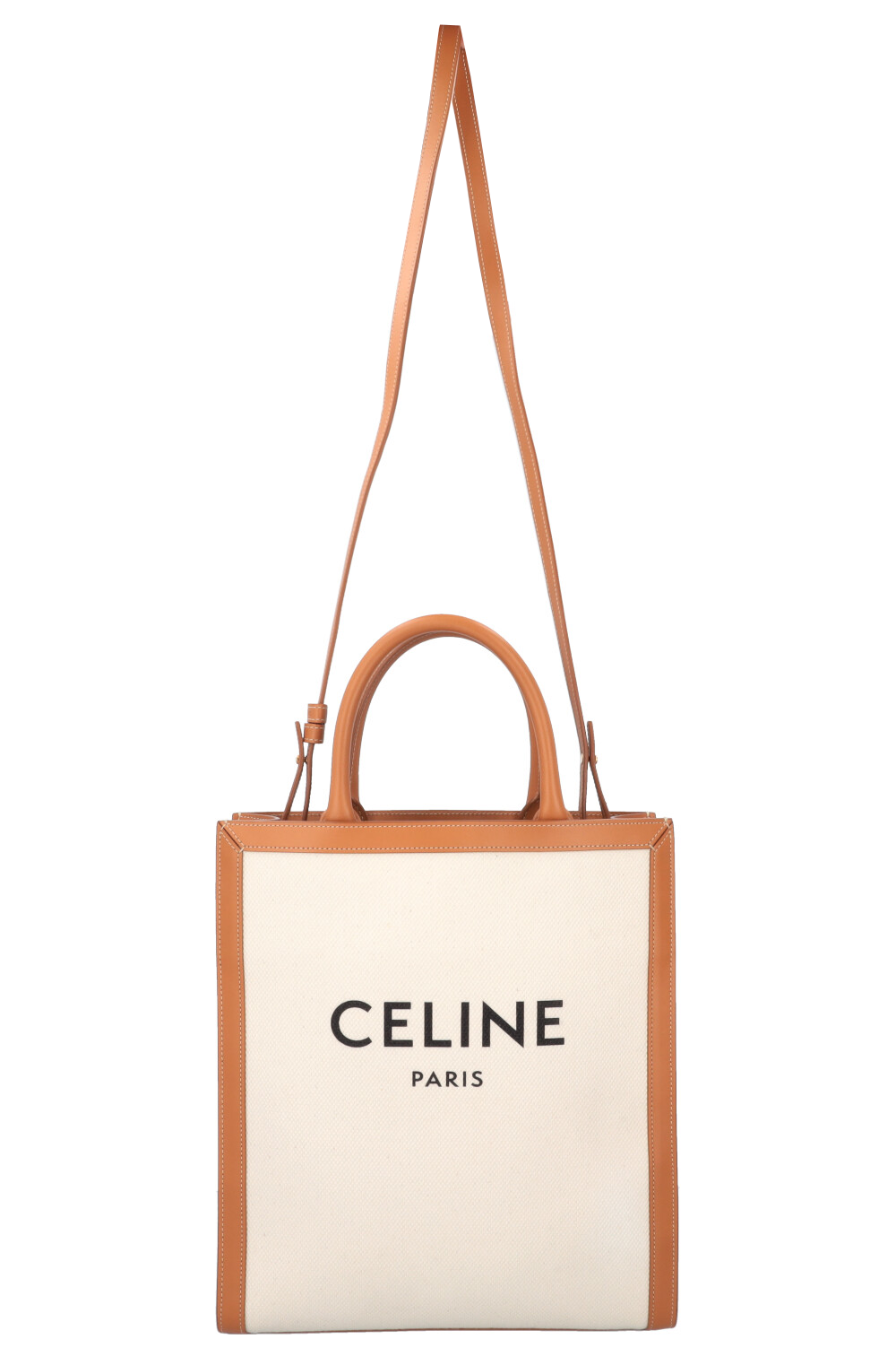 CELINE Cabas Vertical Tote Bag Medium Ivory Brown