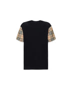 Burberry Checked Sleeve TShirt Women Black Tops