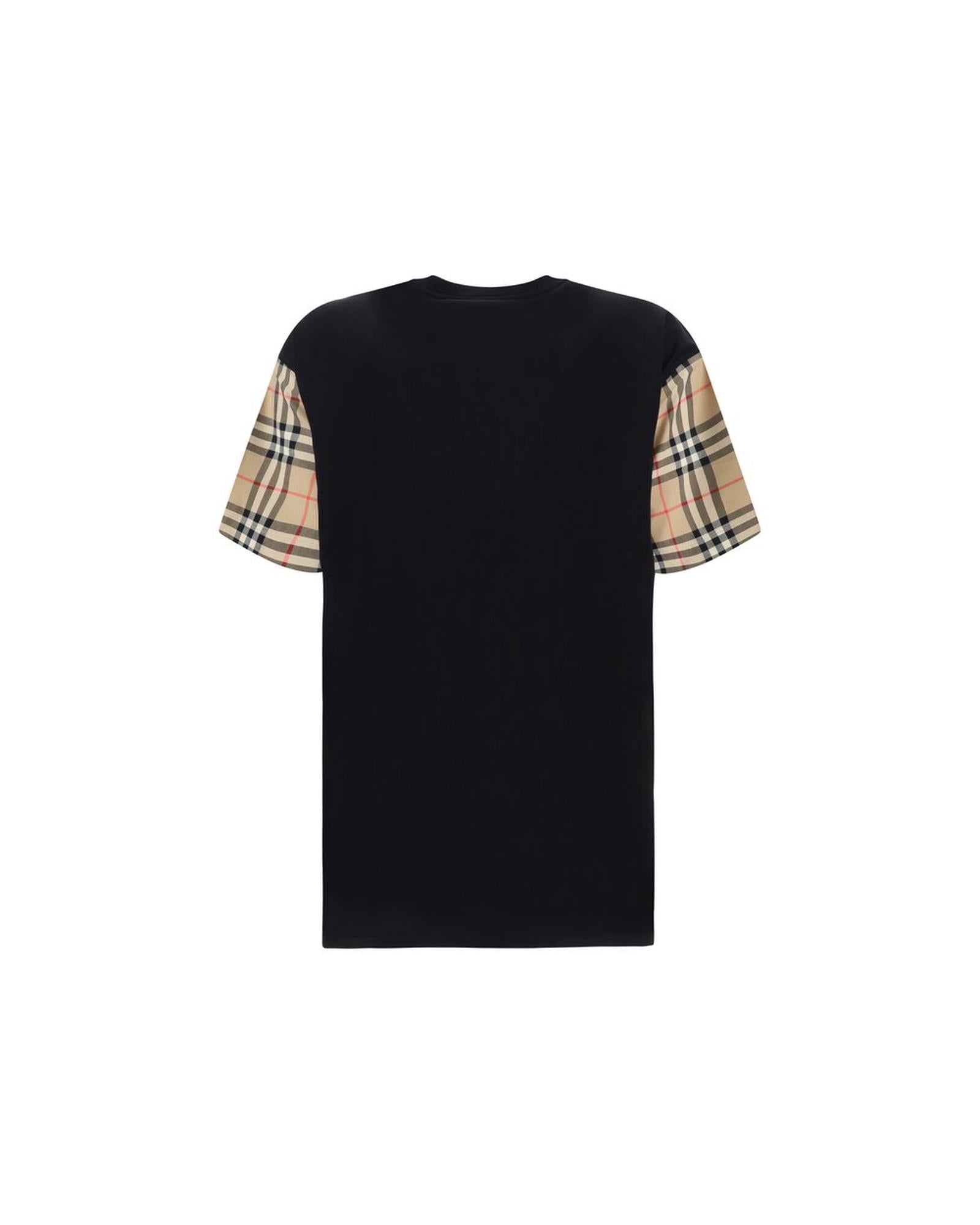 Burberry Checked Sleeve TShirt Women Black Tops