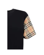 Burberry Checked Sleeve TShirt Women Black Tops