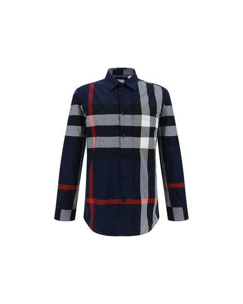Burberry Check Pattern LongSleeve Shirt Men Black
