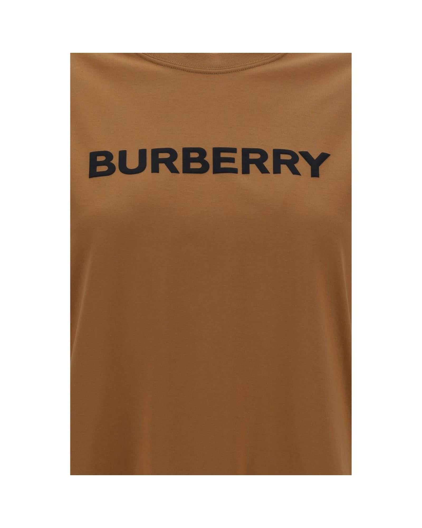 Burberry Cotton Logo TShirt Women Brown Tops