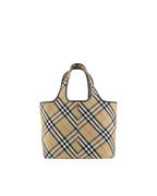 Burberry Nova Check Tote Bag Beige and Orange Check Women Shoulder Bags