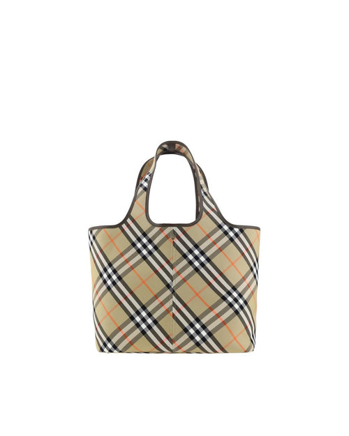 Burberry Nova Check Tote Bag Beige and Orange Check Women Shoulder Bags