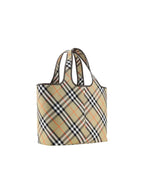 Burberry Nova Check Tote Bag Beige and Orange Check Women Shoulder Bags