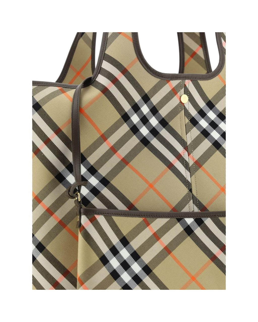 Burberry Nova Check Tote Bag Beige and Orange Check Women Shoulder Bags