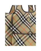 Burberry Nova Check Tote Bag Beige and Orange Check Women Shoulder Bags