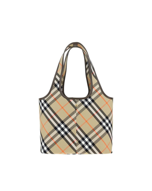 Burberry Beige Check Tote Bag Women Shoulder Bags