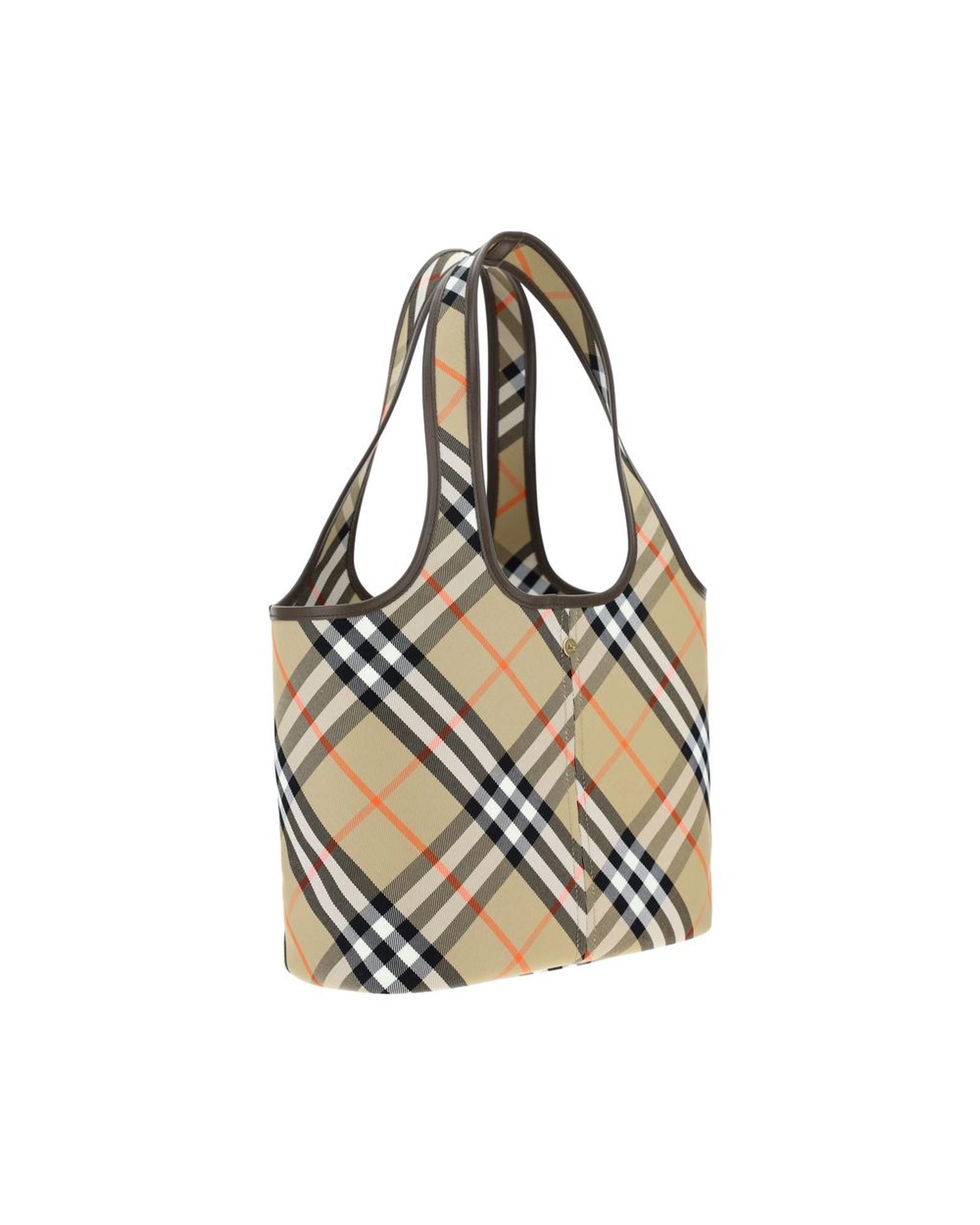 Burberry Beige Check Tote Bag Women Shoulder Bags