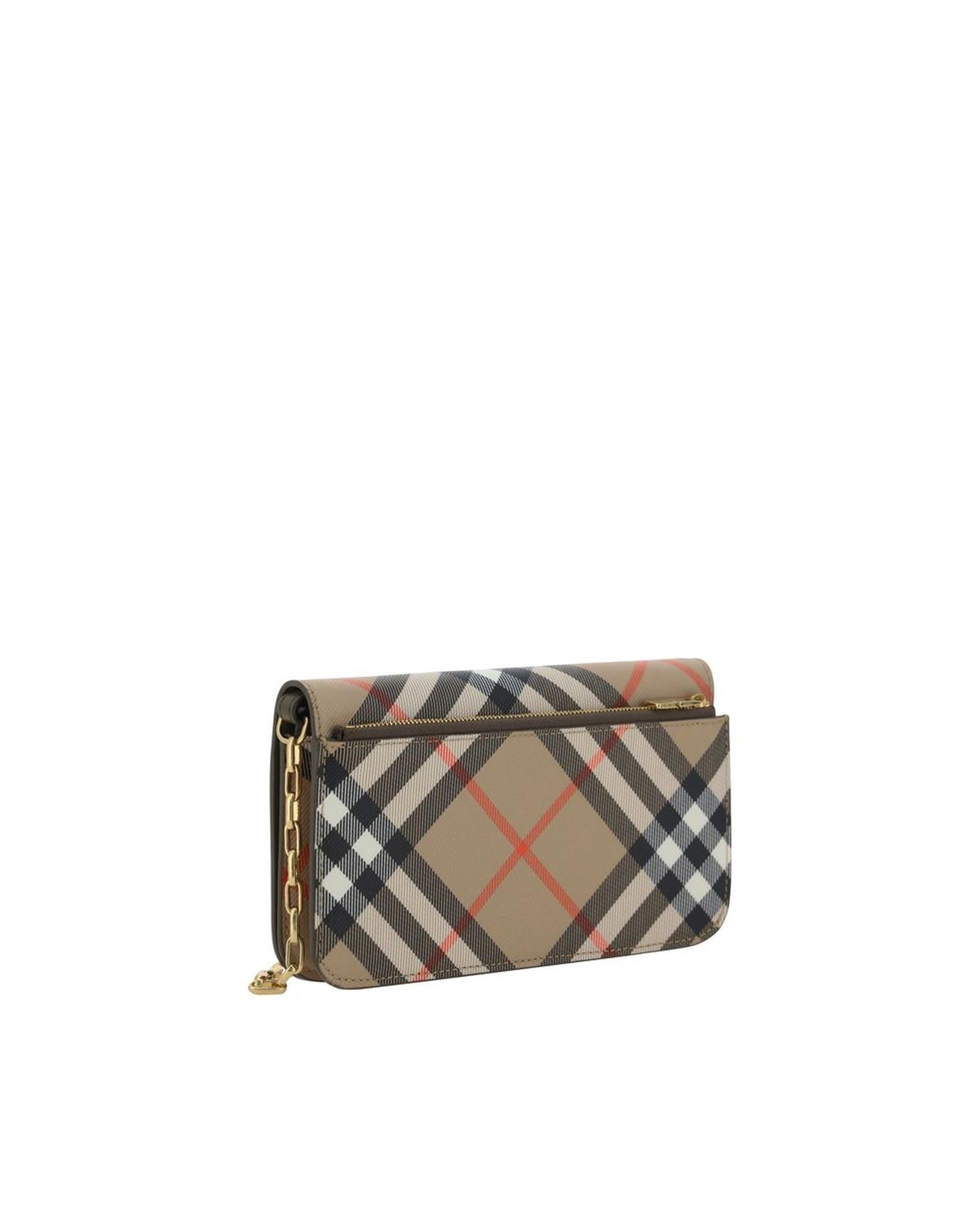Burberry Chain Wallet Leather Women Brown Wallets & Pouches