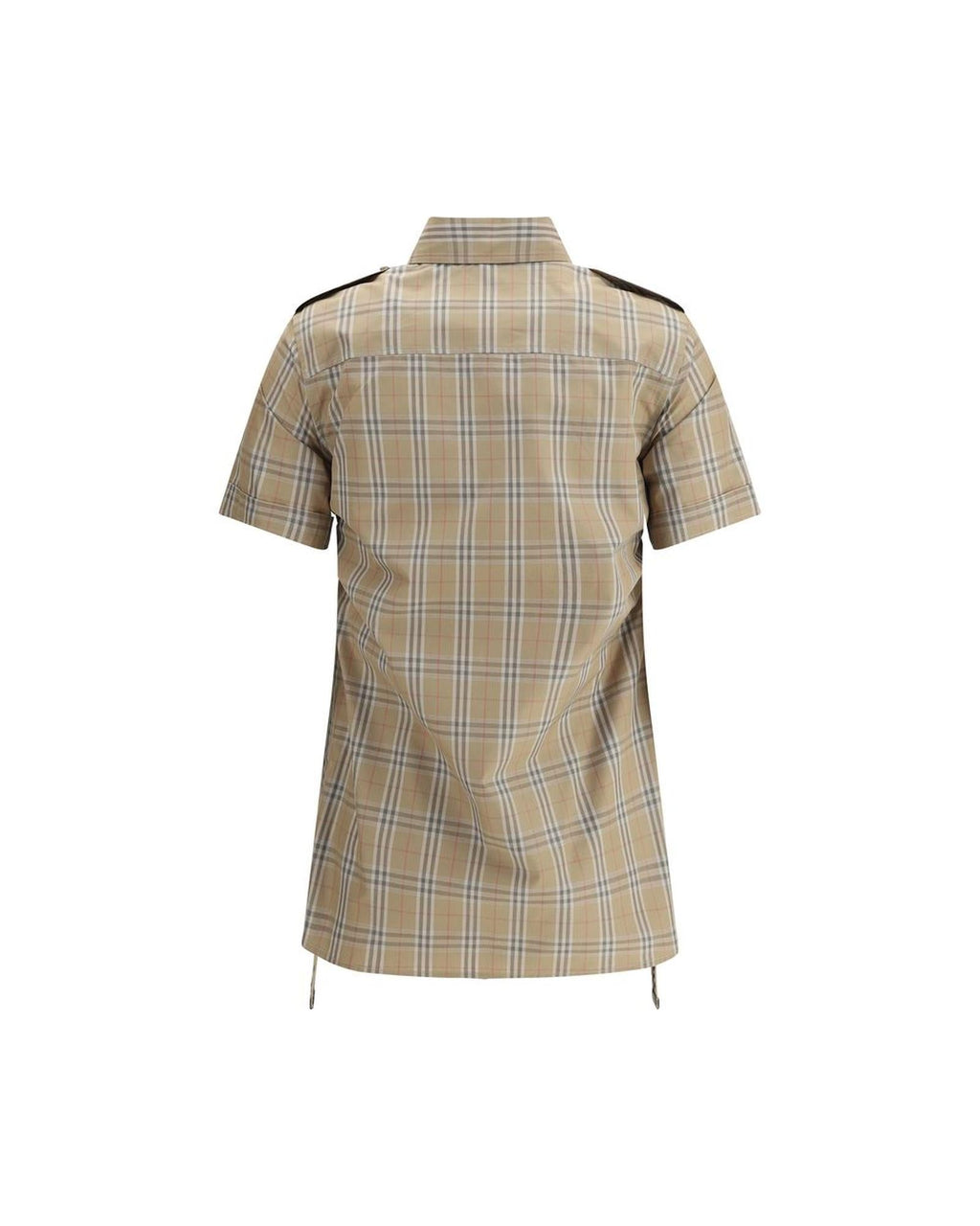 Burberry Short Sleeve Checked Shirt Side Lace Detail Women Brown