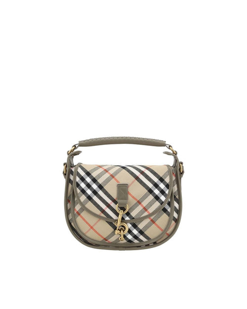 Burberry Clip Small Messenger Handbag with Equestrian Knight Detail and Archivio Check Pattern Women Multicolor Shoulder Bags