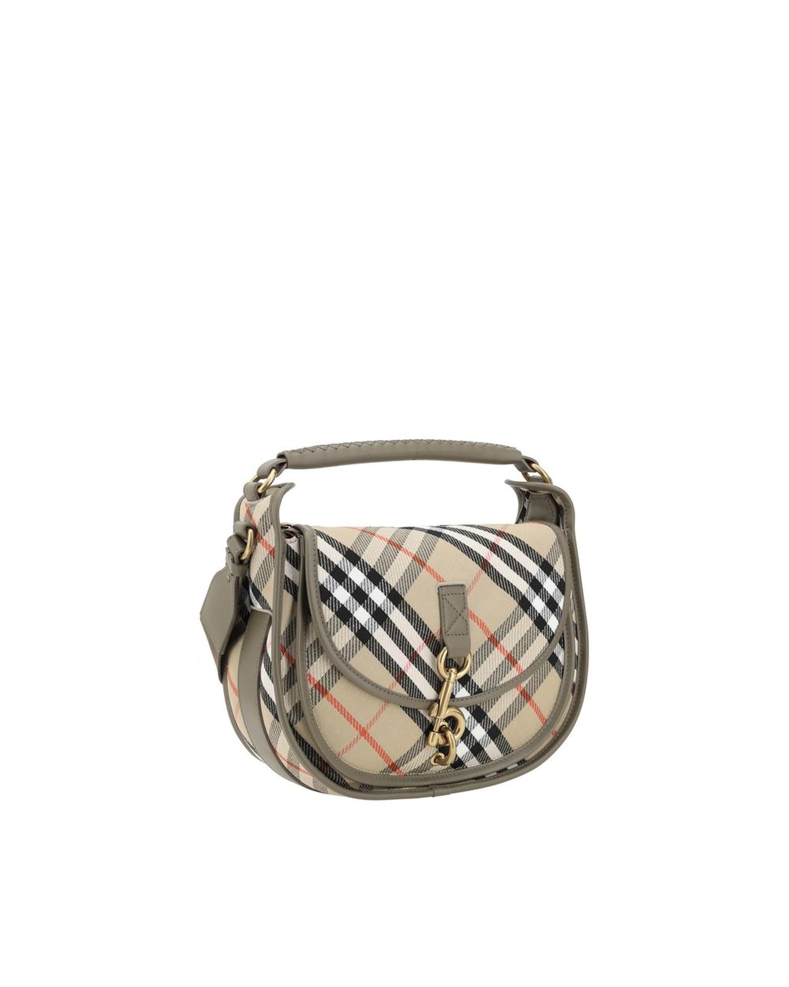 Burberry Clip Small Messenger Handbag with Equestrian Knight Detail and Archivio Check Pattern Women Multicolor Shoulder Bags