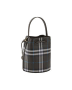 Burberry Archivio Check Leather Bucket Bag with Adjustable Strap and Top Drawstring Closure Women Multicolor Messenger Bags